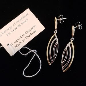 BREUNING Two-Tone 14K Gold Marquis Drop Earrings